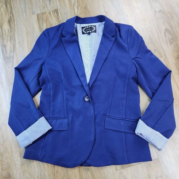 ☔️🩵Ambiance Blue Boyfriend Blazer Large - Picture 1 of 12